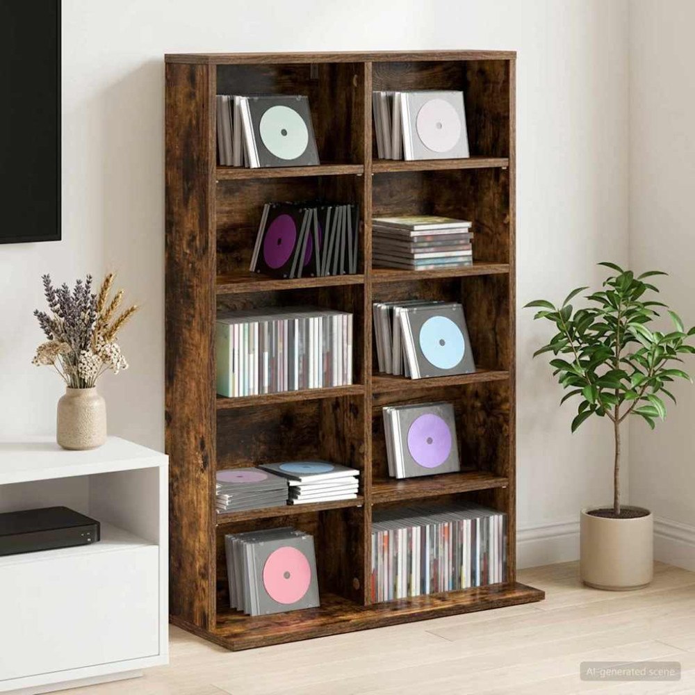 vidaXL CD Skåp Rökt ek 65 x 23,5 x 97,5 cm Konstruerat trä