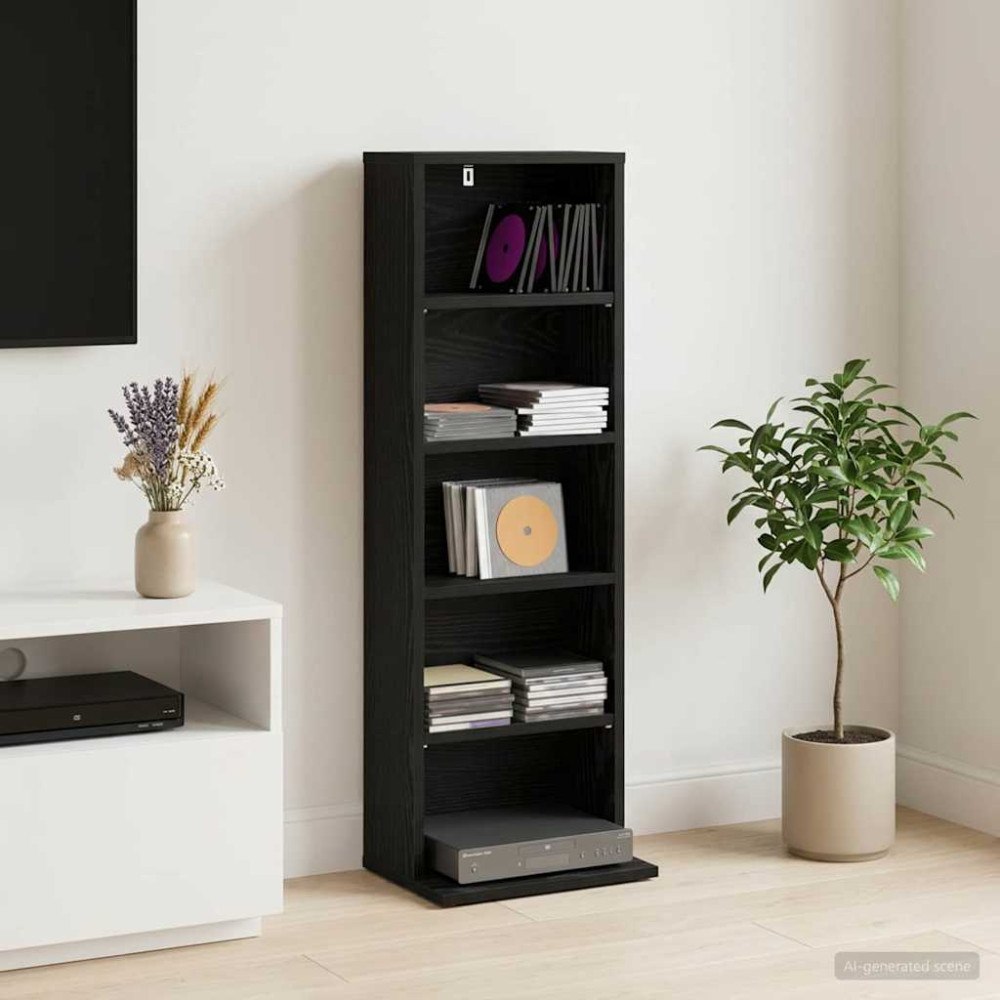 vidaXL CD Skåp Svart ek 33 x 23,5 x 97,5 cm Konstruerat trä