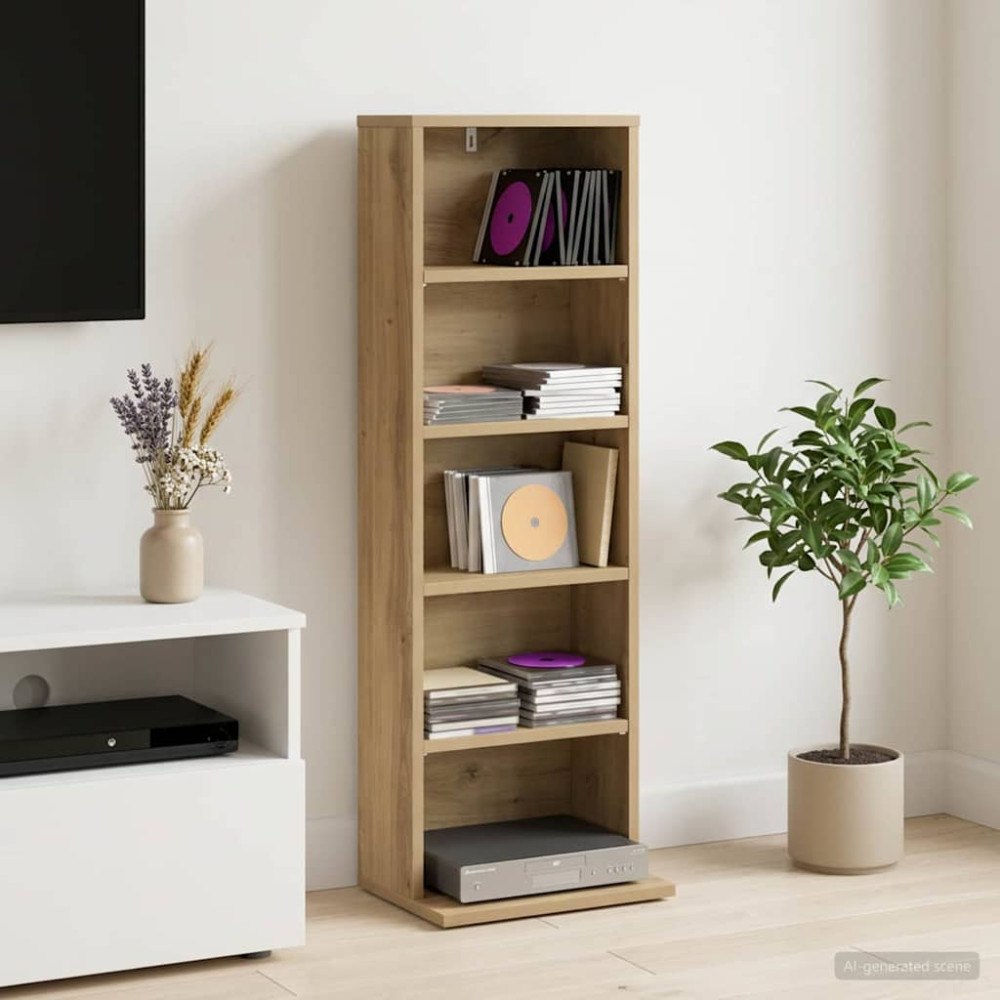 vidaXL CD Skåp Artisan-ek 33 x 23,5 x 97,5 cm Konstruerat trä