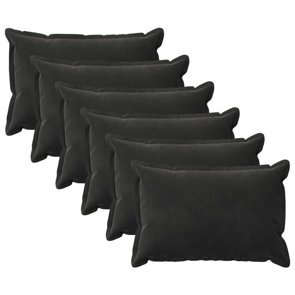 vidaXL Kudde med kudde HOUTEN 6 st Svart Sammet