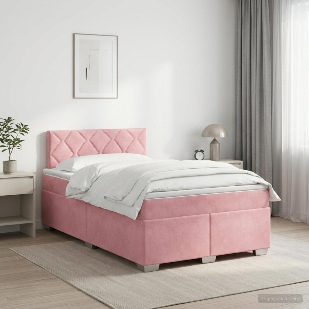 vidaXL Kontinentalsäng med madrass Rosa 120 x 200 cm Sammet