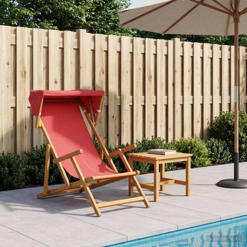 vidaXL Deck Chair 3 Position Massiv Eukalyptus Trä Röd