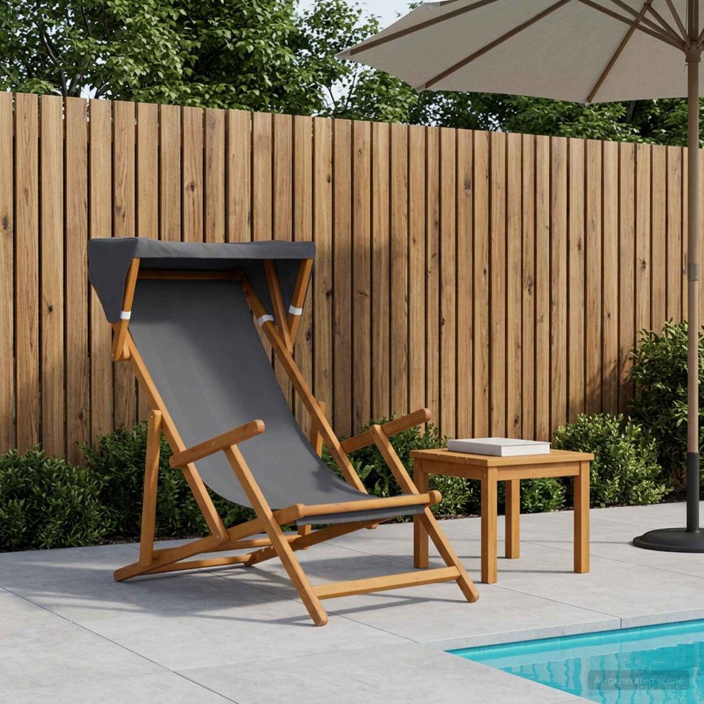 vidaXL Deck Chair 3 Position Massiv Eukalyptus Trä Grå