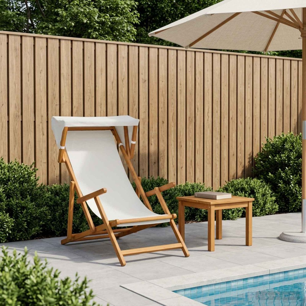 vidaXL Deck Chair 3 Position Massiv Eukalyptus Trä Gräddvit