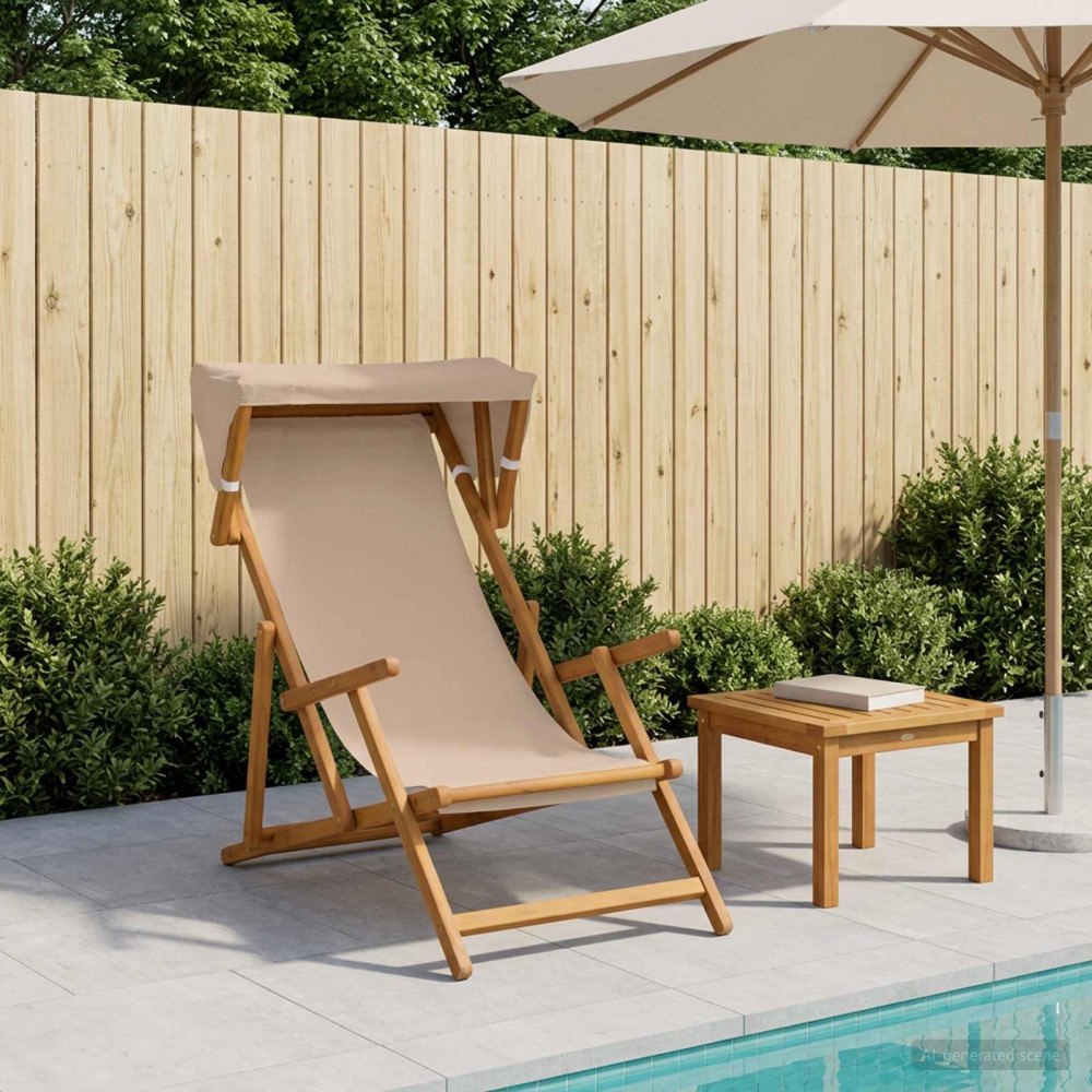 vidaXL Deck Chair 3 Position Massiv Eukalyptus Trä Taupe