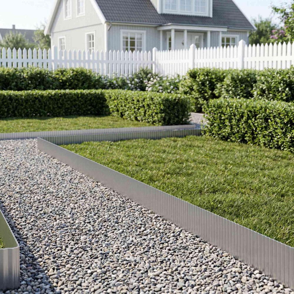 vidaXL vidaxl Kant för gräsmatta 5 m x 25 cm Galvaniserat stål Silver