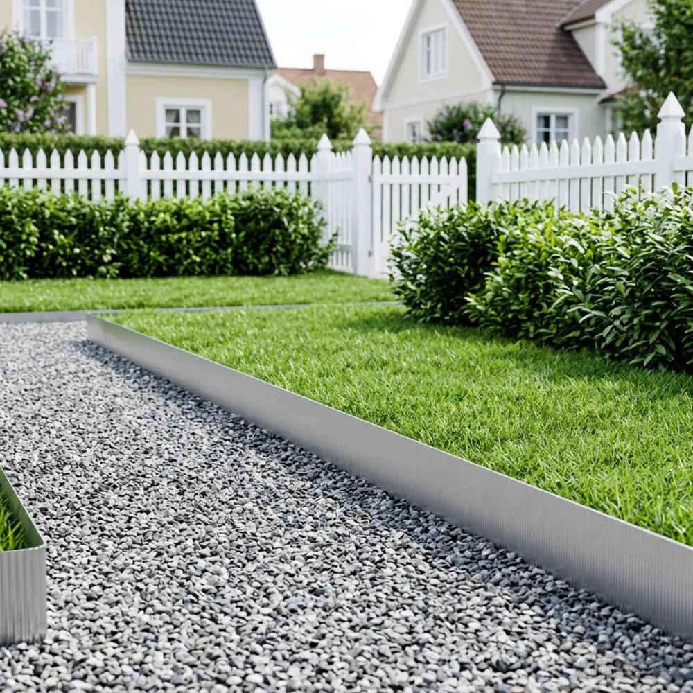 vidaXL vidaxl Kant för gräsmatta 10 m x 10 cm Galvaniserat stål Silver