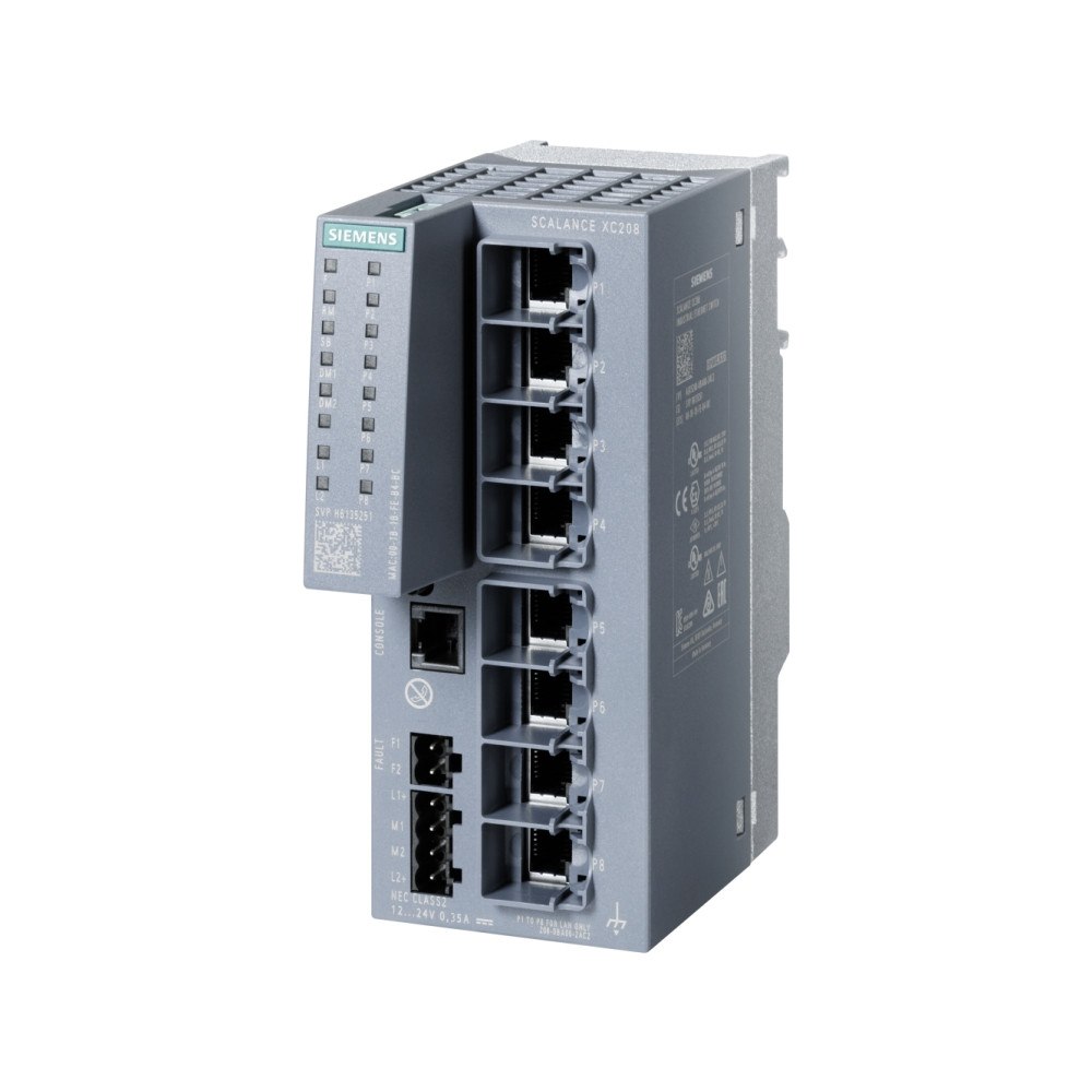 Siemens Siemens 6GK5208-0BA00-2AC2 Strømforsyningsswitch 10 / 100 MB...