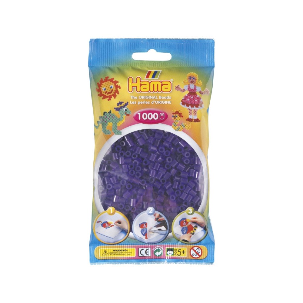 HAMA beads Hama Beads 207-24, Lila, Translucent, Rund pärla, 1000 styck