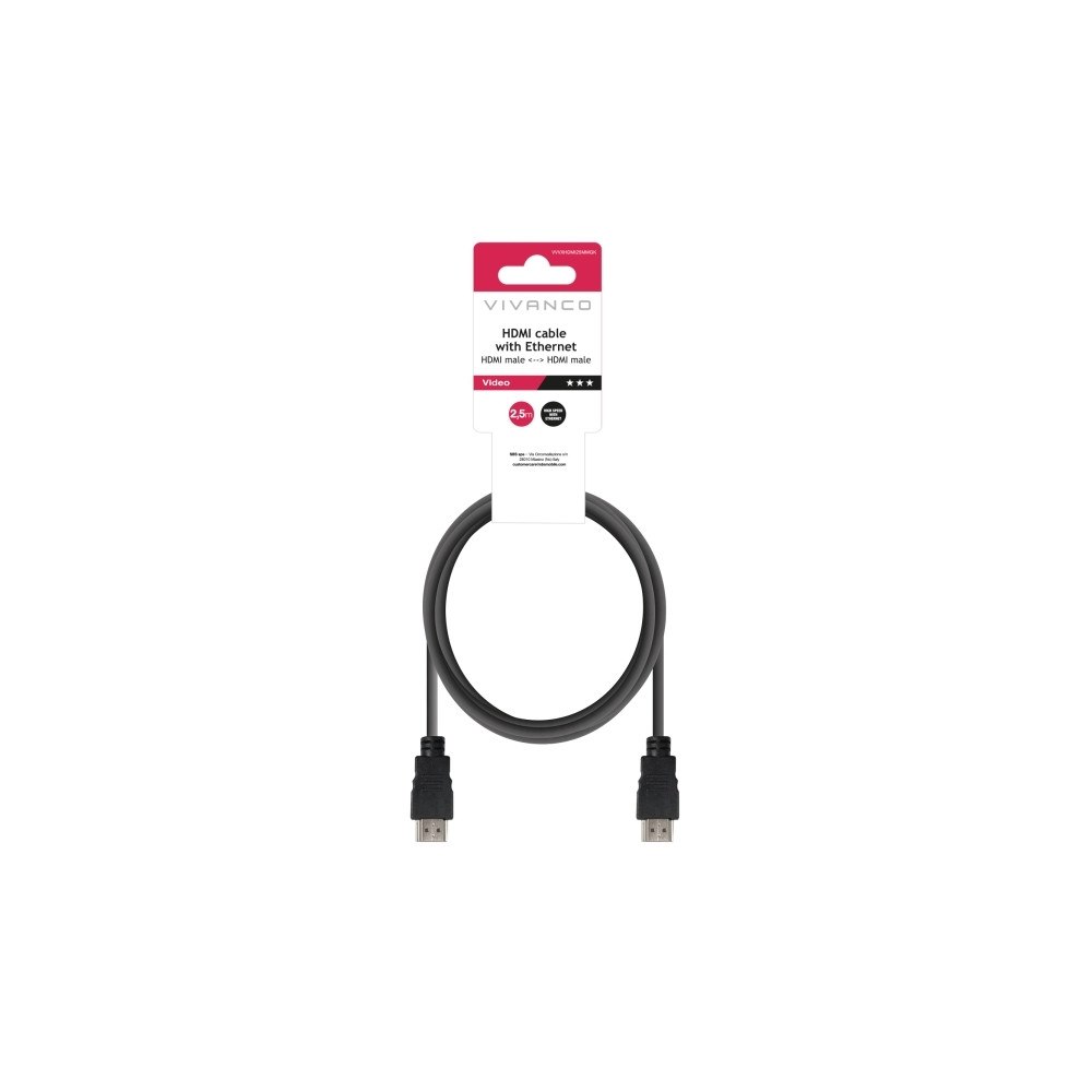 Vivanco Vivanco VVVXHDMI25MMGK, 2,5 m, HDMI Typ A (standard), HDMI T...