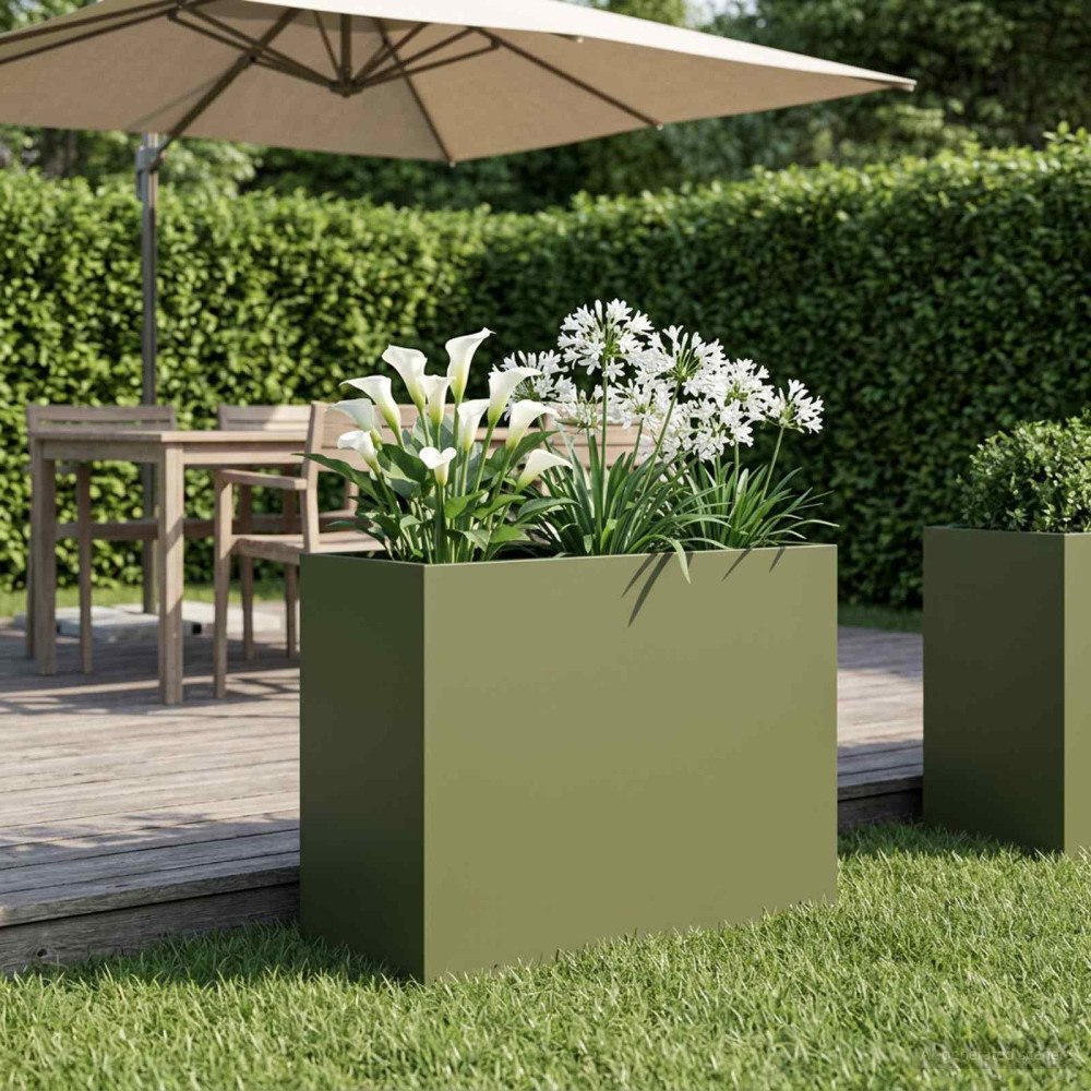 vidaXL Trädgårdsplanterare Olivgrön 60 x 30 x 40 cm Kallvalsat stål