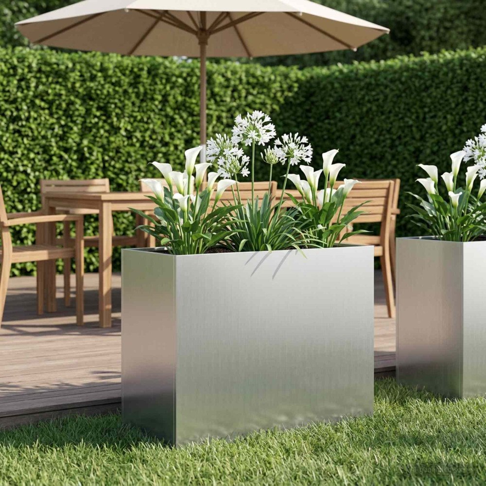 vidaXL Trädgårdsplanterare Silver 60 x 30 x 40 cm Galvaniserat stål