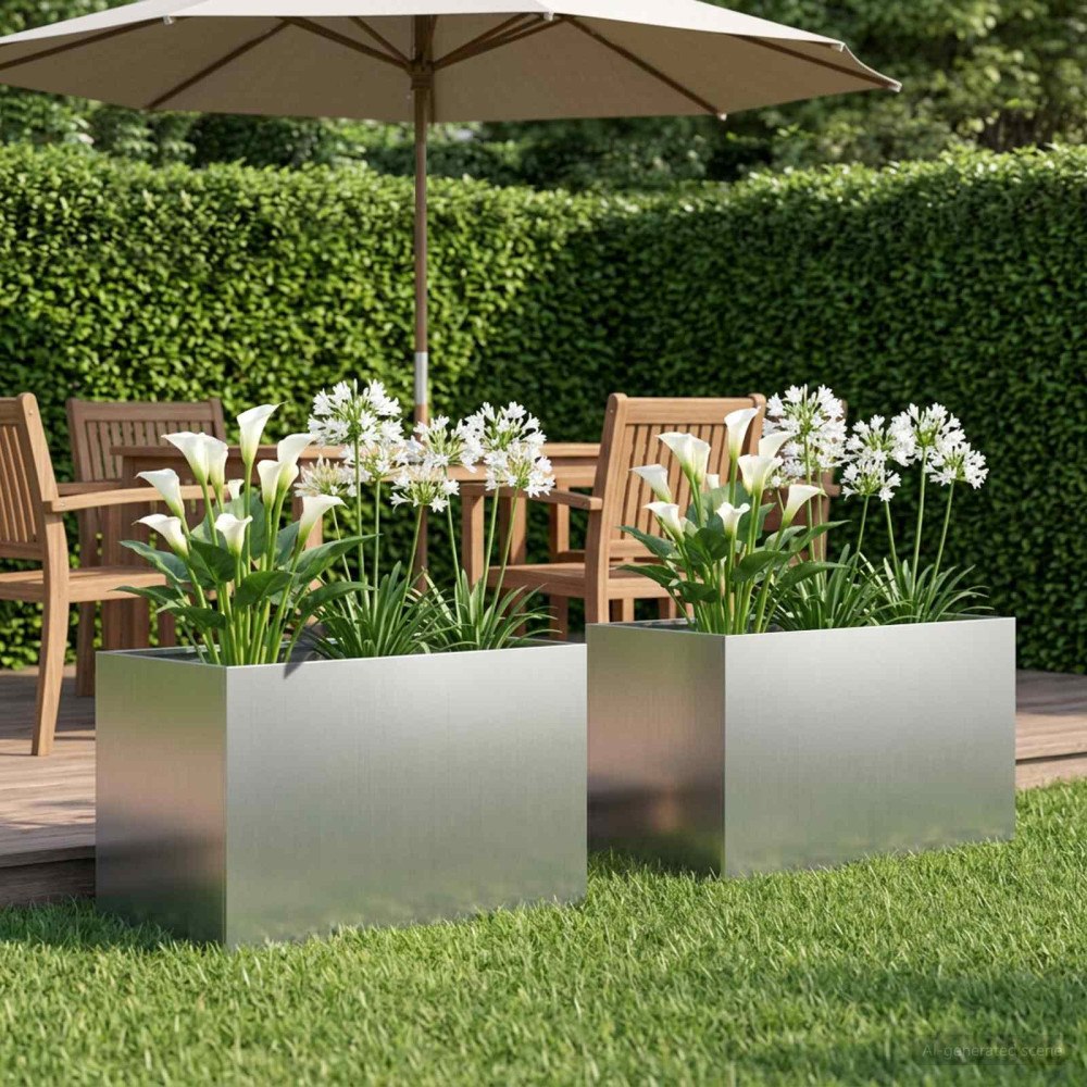 vidaXL Trädgårdsplanterare 2 st Silver 60 x 40 x 40 cm