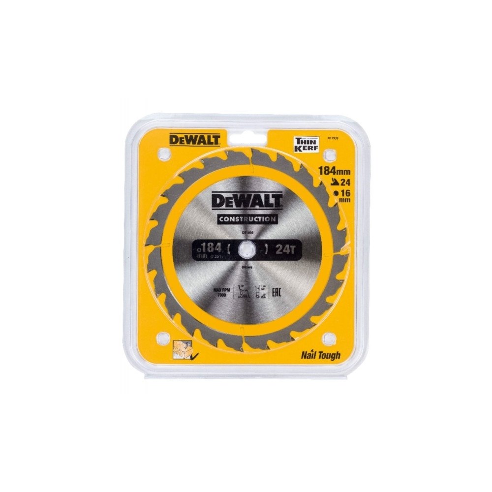 DeWalt DEWALT cirkelsågblad för sladdlös såg, Ø184/16 mm, 24 tänder