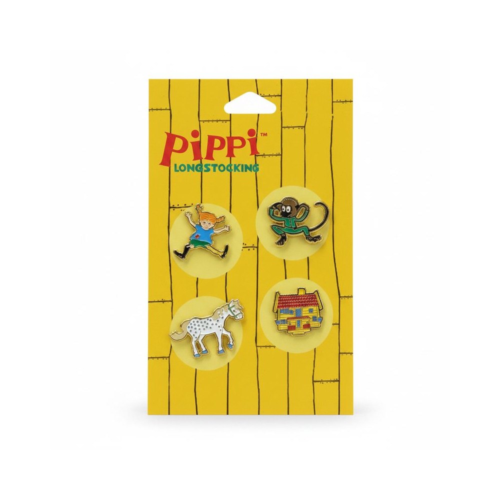 Nordic Souvenir Pippi Långstrump, set om 4 st pins, 30 mm