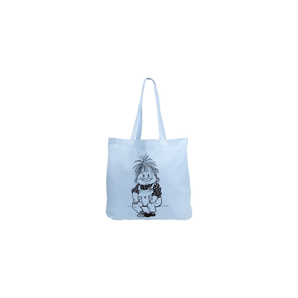 Nordic Souvenir Tygkasse Karlsson på taket, ljusblå, Återvunnen textil, med bälg 43 x 35 cm