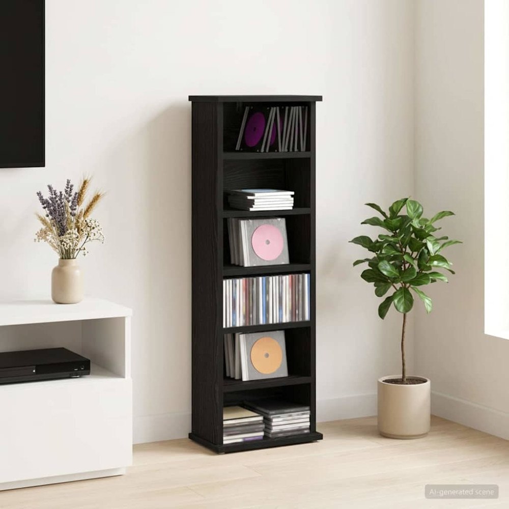 vidaXL CD Skåp Svart ek 60 x 17 x 92 cm Konstruerat trä