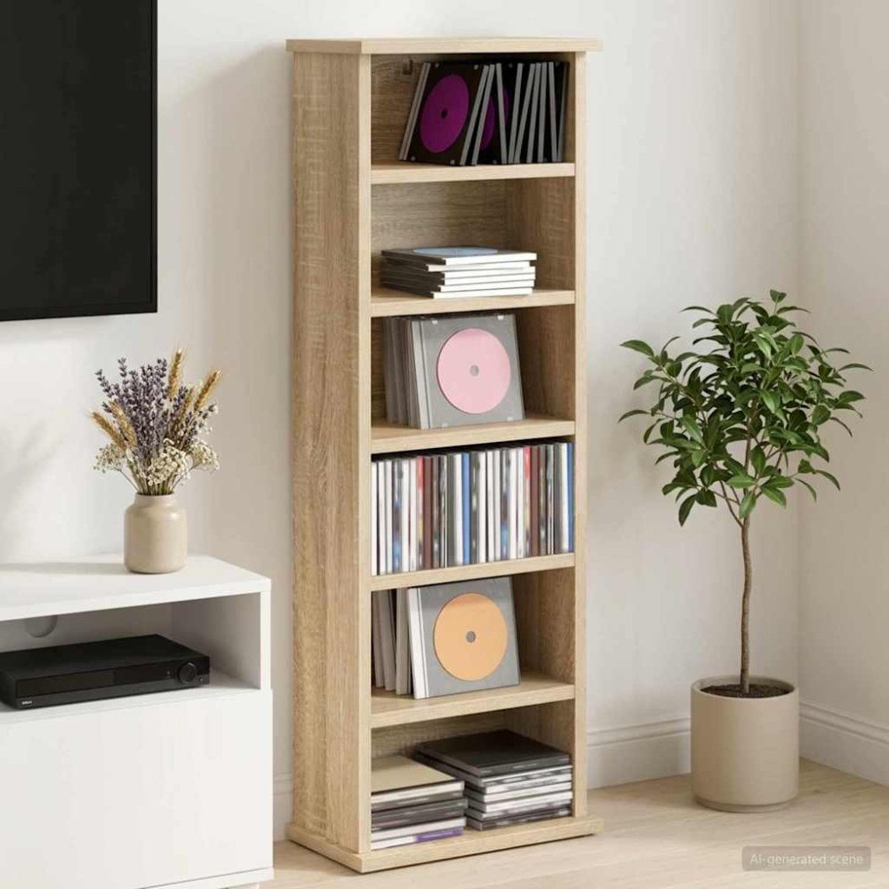 vidaXL CD Skåp Sonoma-ek 60 x 17 x 92 cm Konstruerat trä