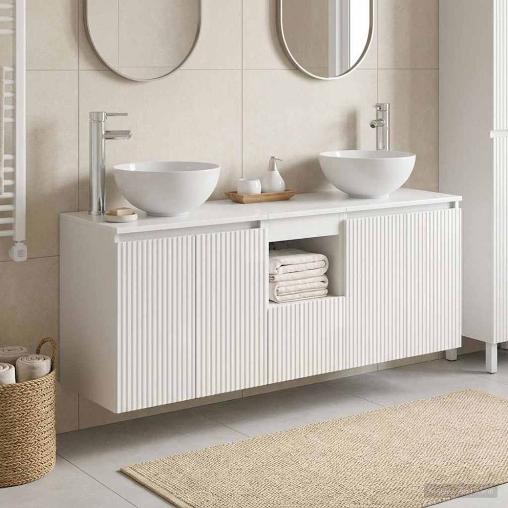 vidaXL Badrumsskåpsset 3 st Vit högglans 49,5 x 35 x 63 cm