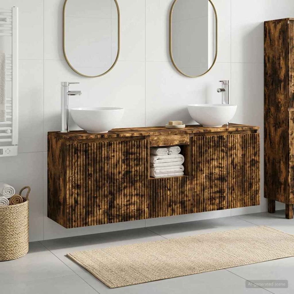 vidaXL Badrumsskåpsset 3 st Rökt ek 49,5 x 35 x 63 cm Konstruerat trä