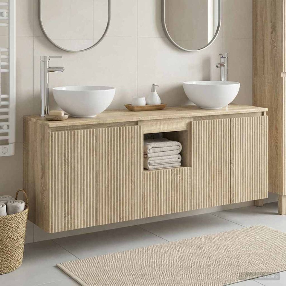 vidaXL Badrumsskåpsset 3 st Sonoma-ek 49,5 x 41 x 64,5 cm