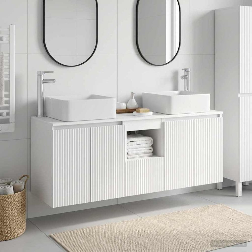 vidaXL Badrumsskåpsset 3 st Vit 49,5 x 41 x 63 cm Konstruerat trä