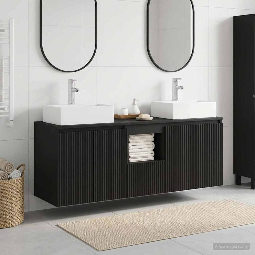 vidaXL Badrumsskåpsset 3 st Svart 49,5 x 41 x 62,5 cm Konstruerat trä