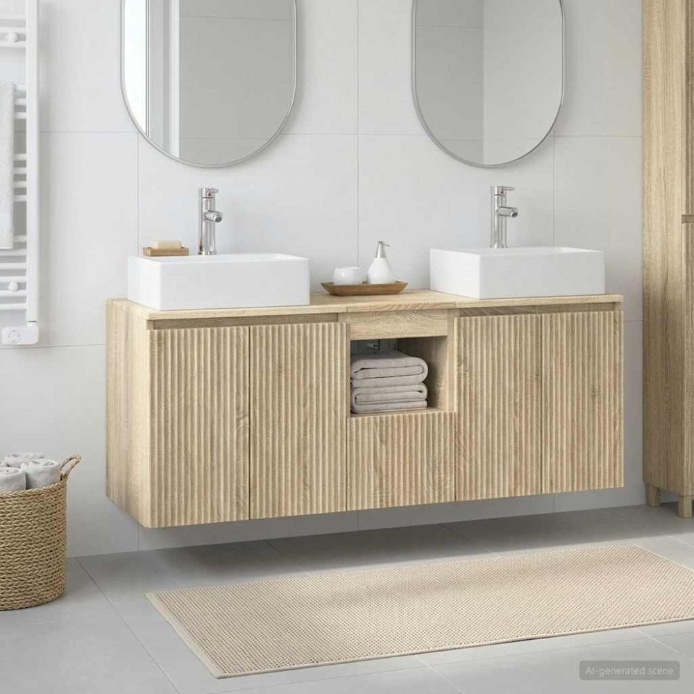 vidaXL Badrumsskåpsset 3 st Sonoma-ek 49,5 x 41 x 62,5 cm