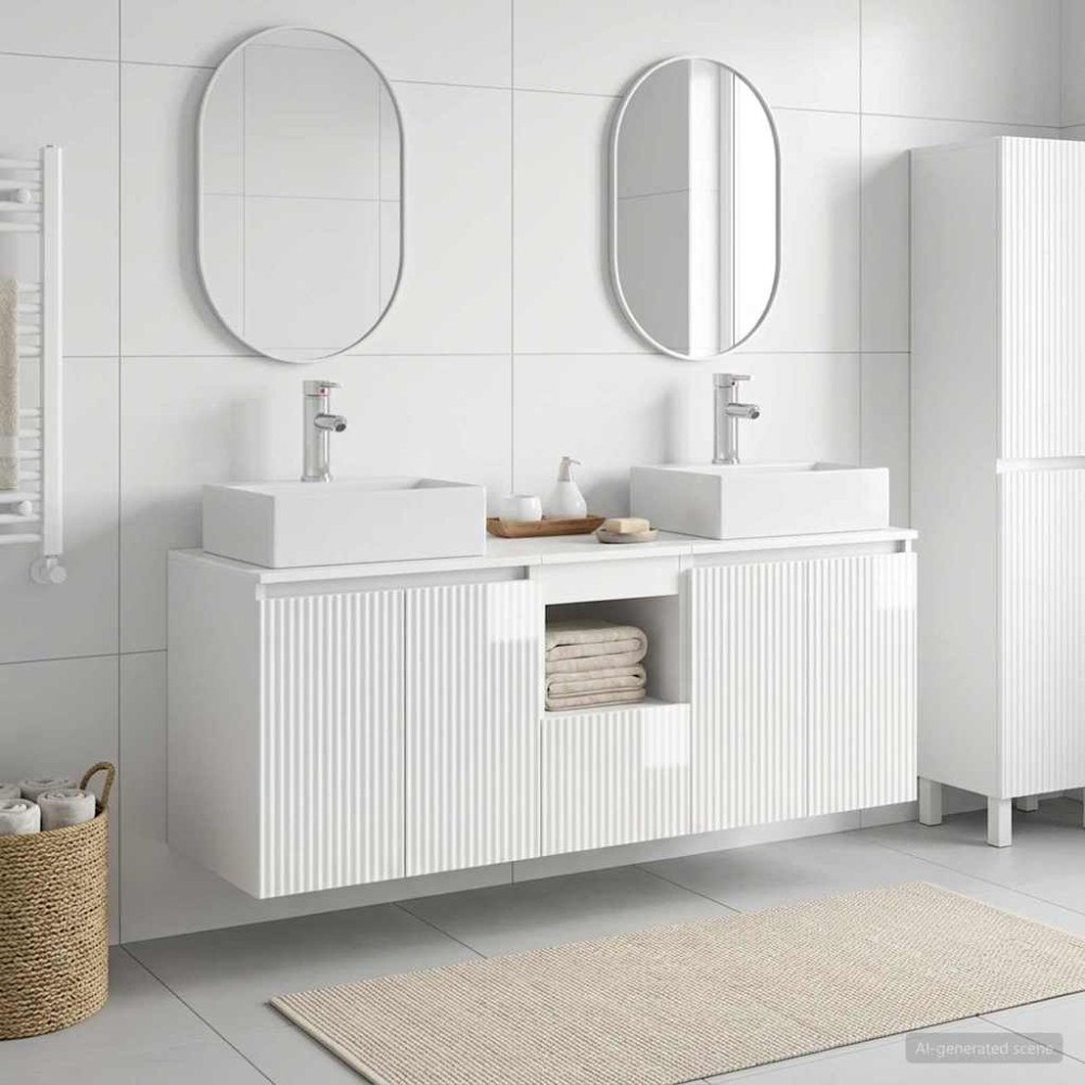 vidaXL Badrumsskåpsset 3 st Vit högglans 49,5 x 41 x 62,5 cm