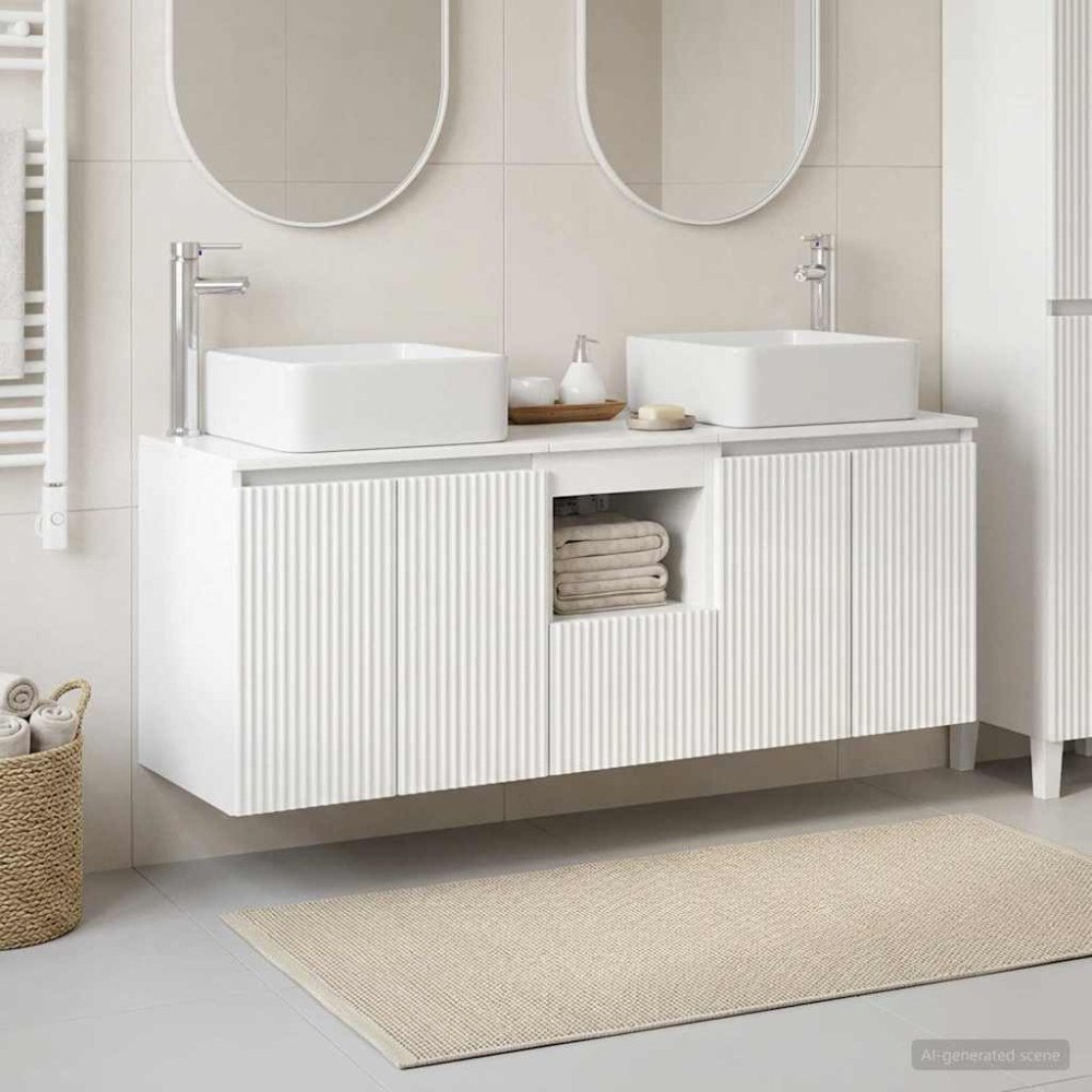 vidaXL Badrumsskåpsset 3 st Vit högglans 53 x 35 x 63 cm