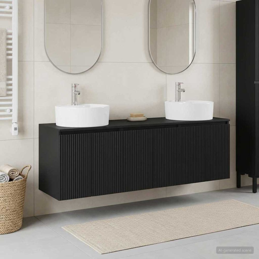 vidaXL Badrumsskåpsset 3 st Svart 49,5 x 44,5 x 65 cm Konstruerat trä