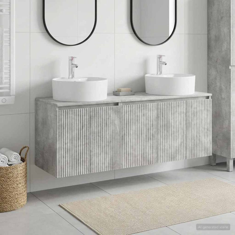 vidaXL Badrumsskåpsset 3 st Betonggrå 49,5 x 44,5 x 65 cm