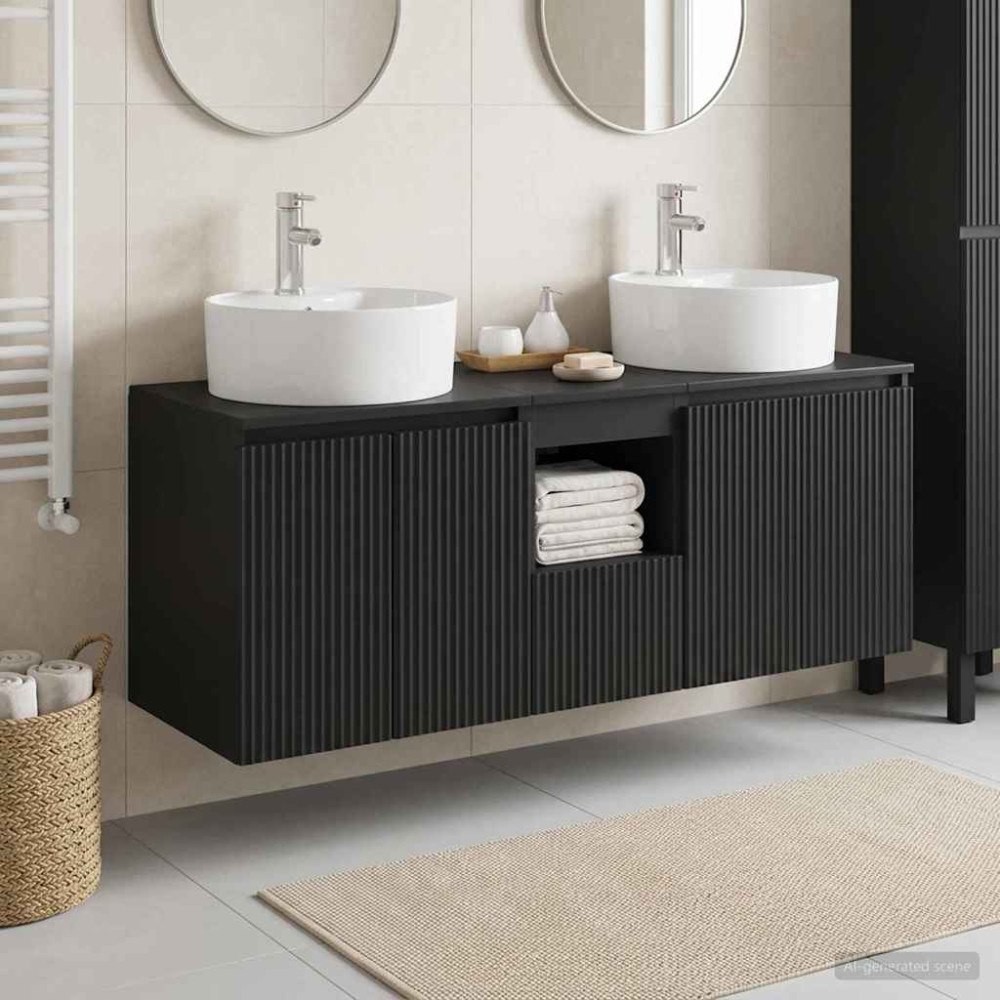 vidaXL Badrumsskåpsset 3 st Svart 49,5 x 44,5 x 65 cm Konstruerat trä