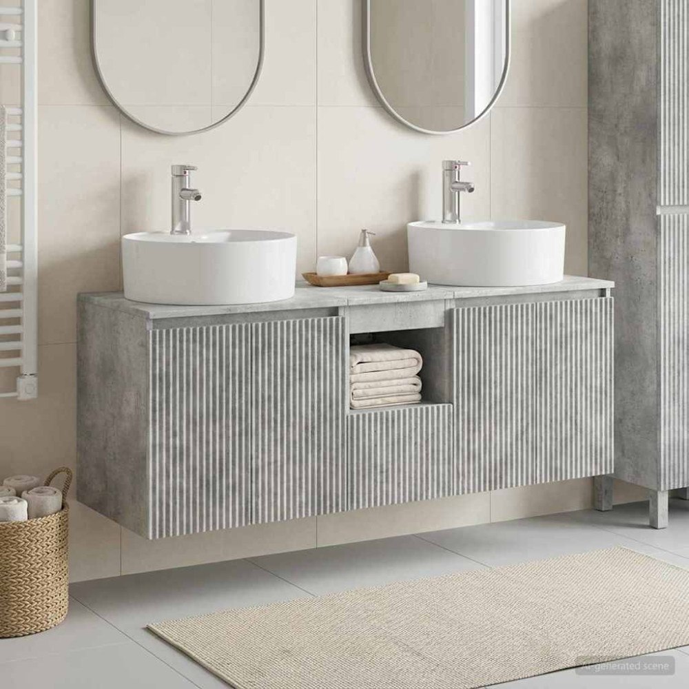 vidaXL Badrumsskåpsset 3 st Betonggrå 49,5 x 44,5 x 65 cm