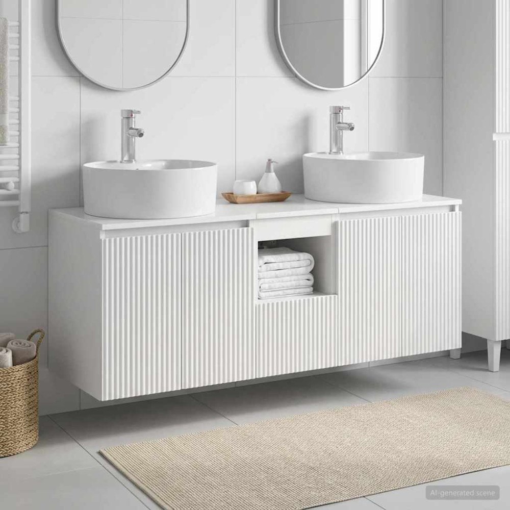vidaXL Badrumsskåpsset 3 st Vit högglans 49,5 x 44,5 x 65 cm
