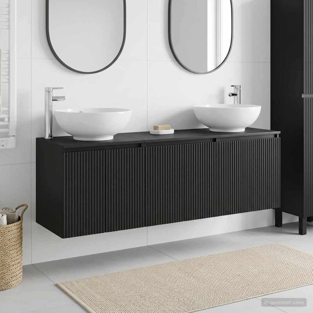 vidaXL Badrumsskåpsset 3 st Svart 49,5 x 44,5 x 65 cm Konstruerat trä