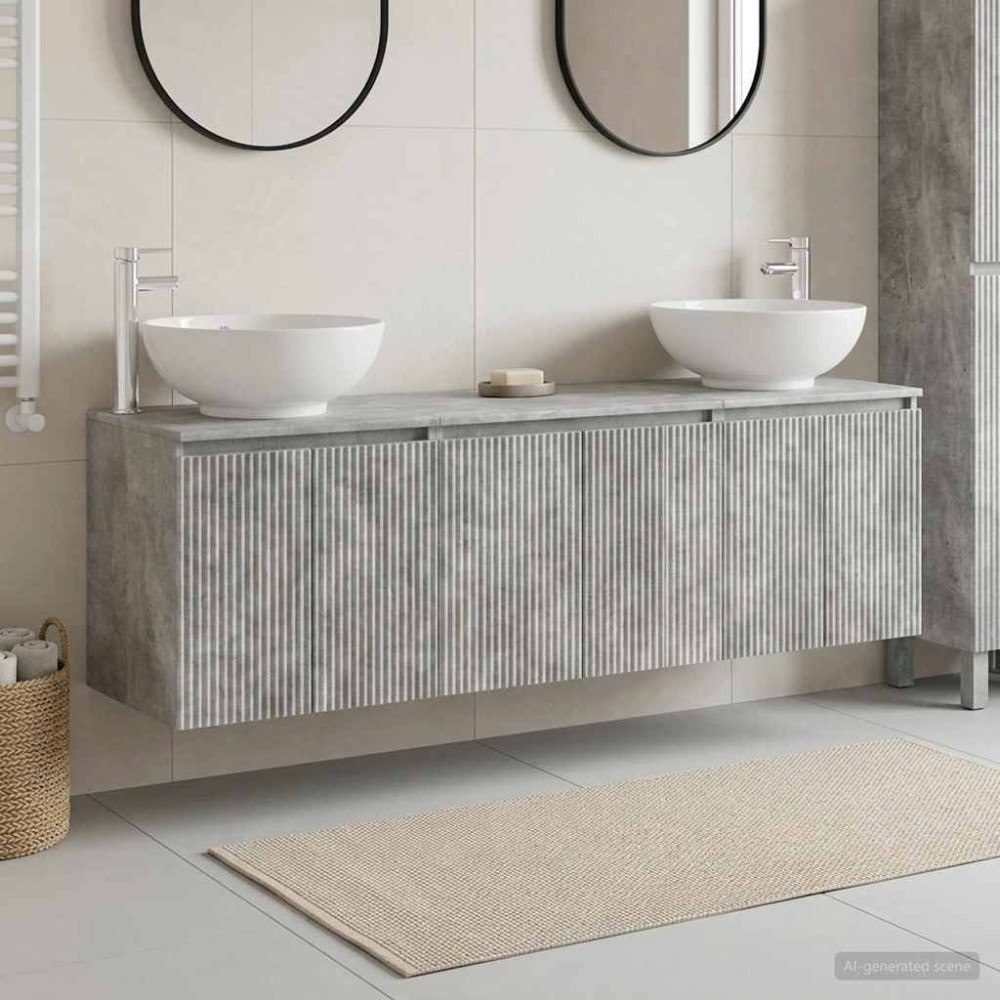 vidaXL Badrumsskåpsset 3 st Betonggrå 49,5 x 44,5 x 65 cm