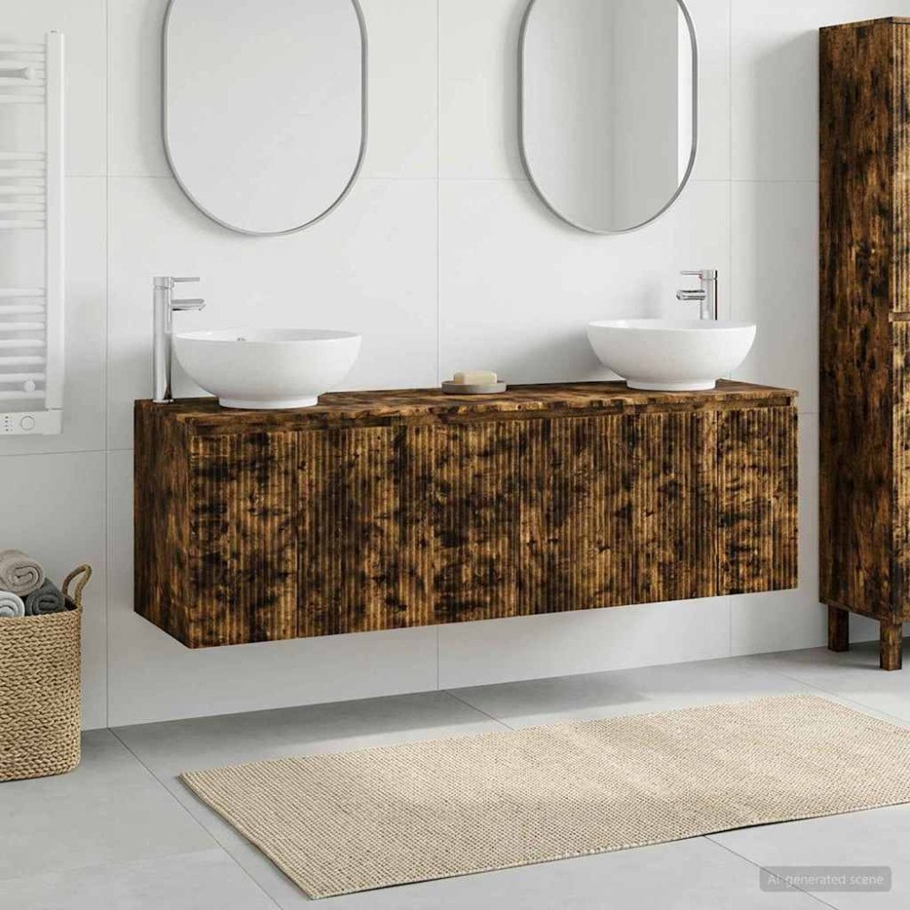 vidaXL Badrumsskåpsset 3 st Rökt ek 49,5 x 44,5 x 65 cm