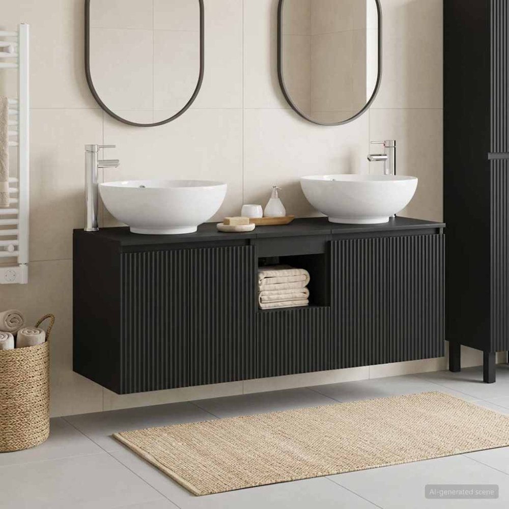 vidaXL Badrumsskåpsset 3 st Svart 49,5 x 44,5 x 65 cm Konstruerat trä