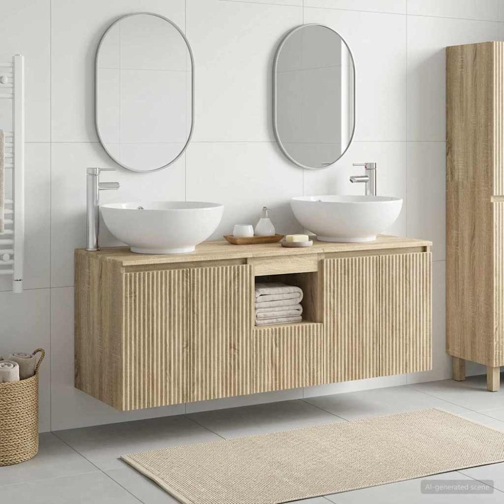 vidaXL Badrumsskåpsset 3 st Sonoma-ek 49,5 x 44,5 x 65 cm