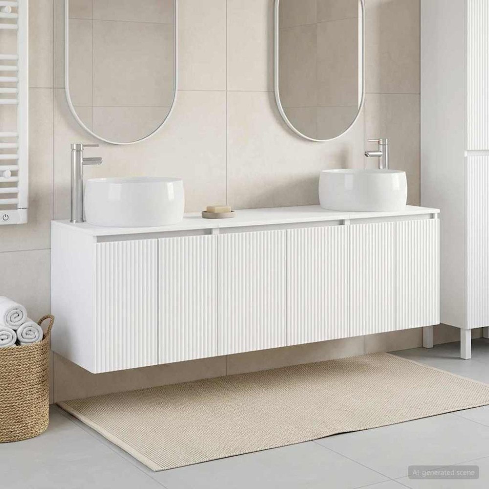 vidaXL Badrumsskåpsset 3 st Vit 49,5 x 44,5 x 66 cm Konstruerat trä