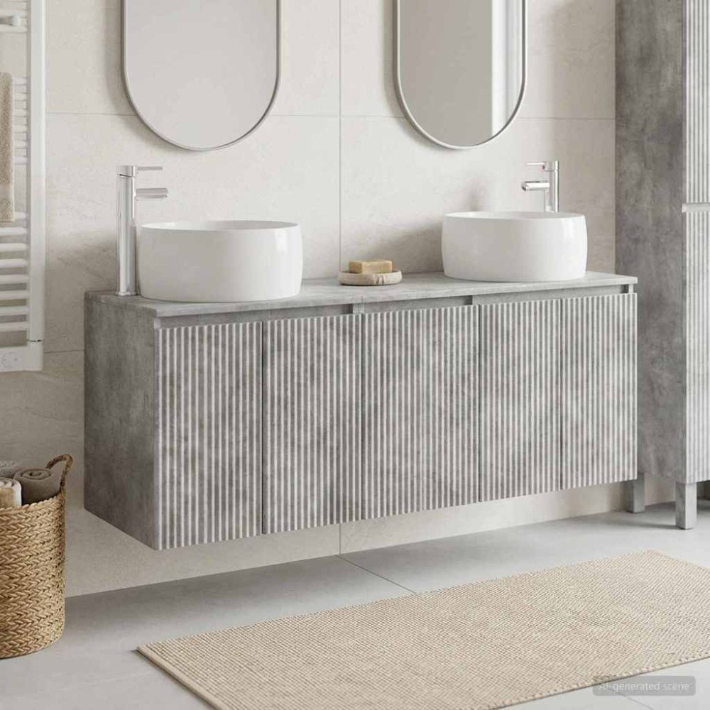 vidaXL Badrumsskåpsset 3 st Betonggrå 49,5 x 44,5 x 66 cm