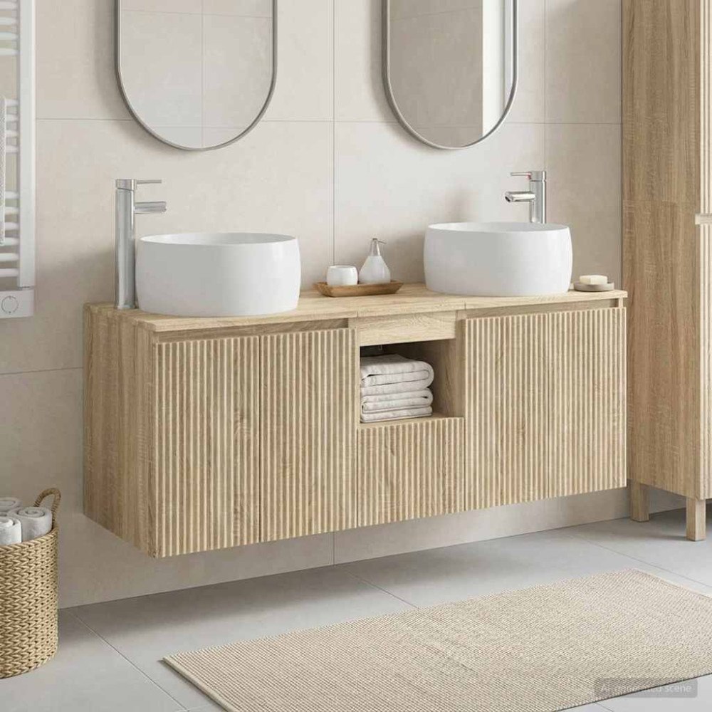 vidaXL Badrumsskåpsset 3 st Sonoma-ek 49,5 x 44,5 x 66 cm