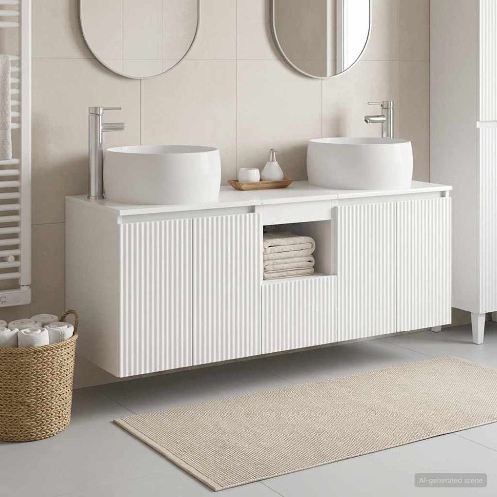 vidaXL Badrumsskåpsset 3 st Vit högglans 49,5 x 44,5 x 66 cm