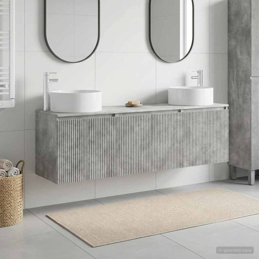 vidaXL Badrumsskåpsset 3 st Betonggrå 49,5 x 44,5 x 65,5 cm
