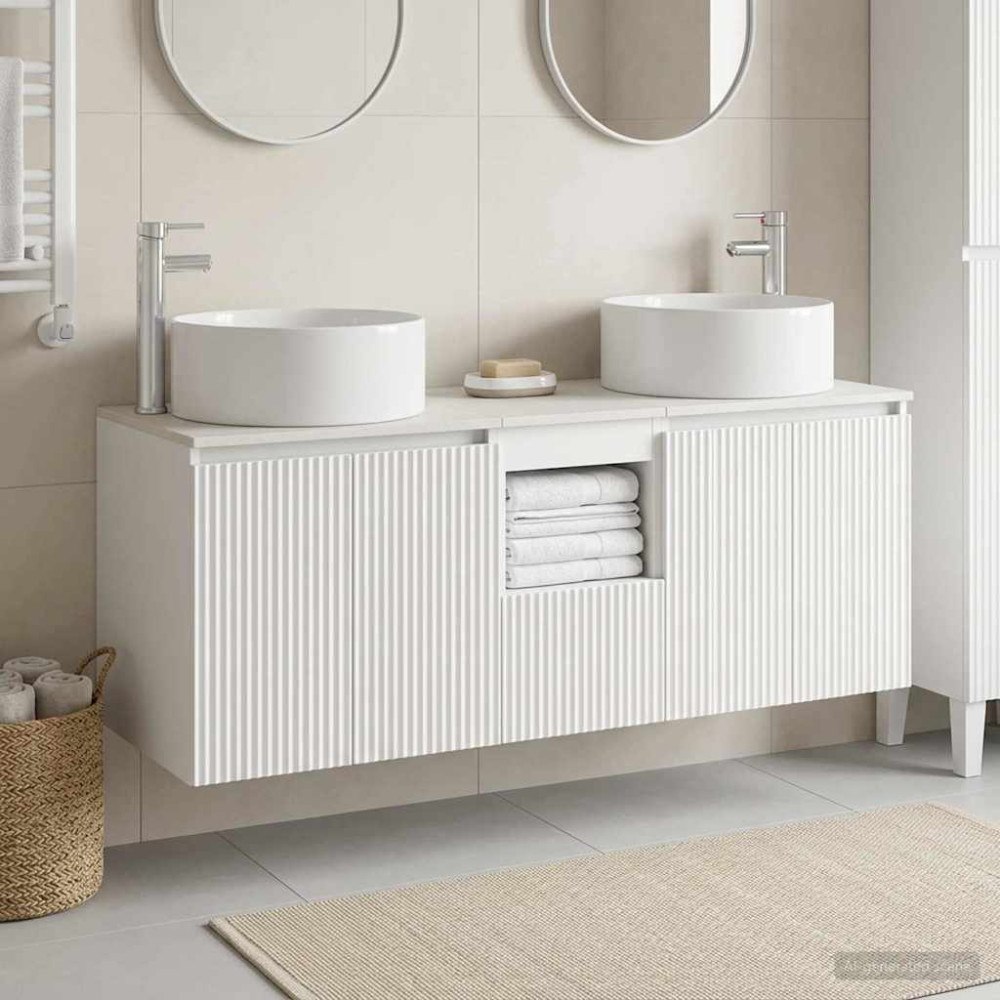 vidaXL Badrumsskåpsset 3 st Vit 49,5 x 44,5 x 65,5 cm Konstruerat trä