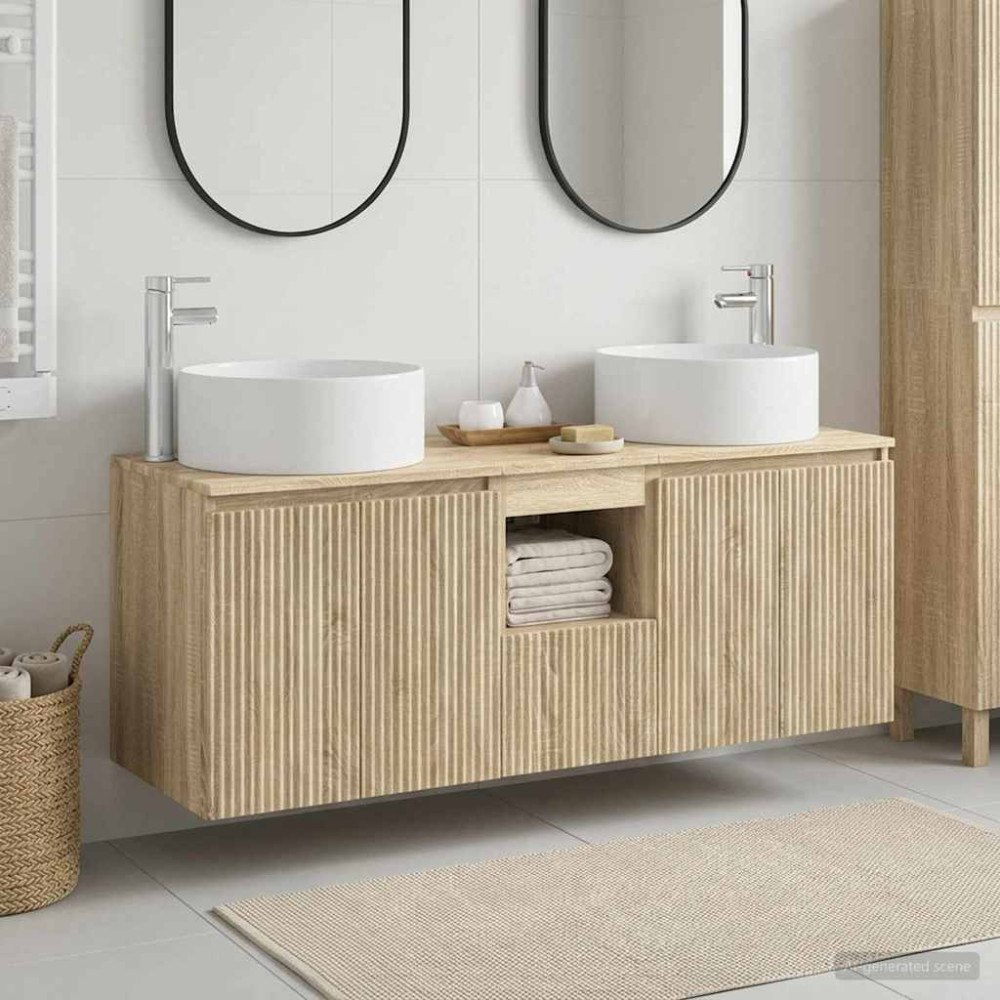 vidaXL Badrumsskåpsset 3 st Sonoma-ek 49,5 x 44,5 x 65,5 cm