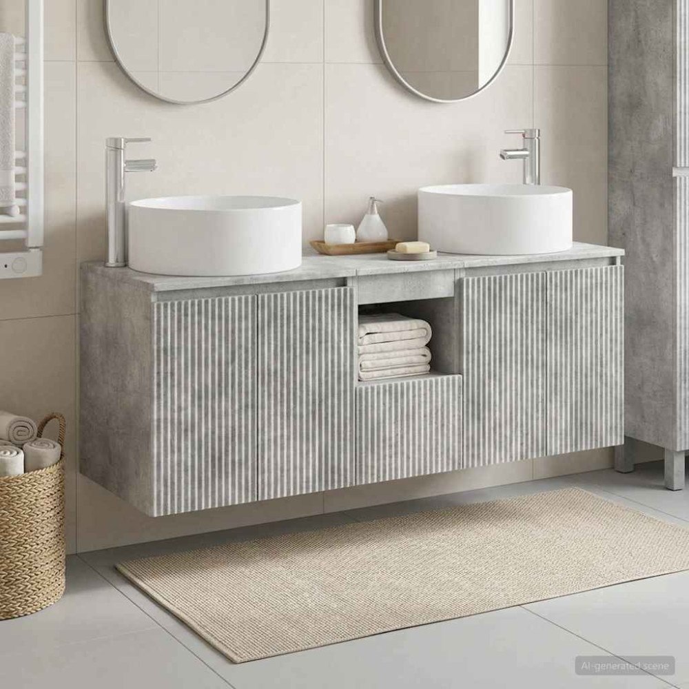 vidaXL Badrumsskåpsset 3 st Betonggrå 49,5 x 44,5 x 65,5 cm