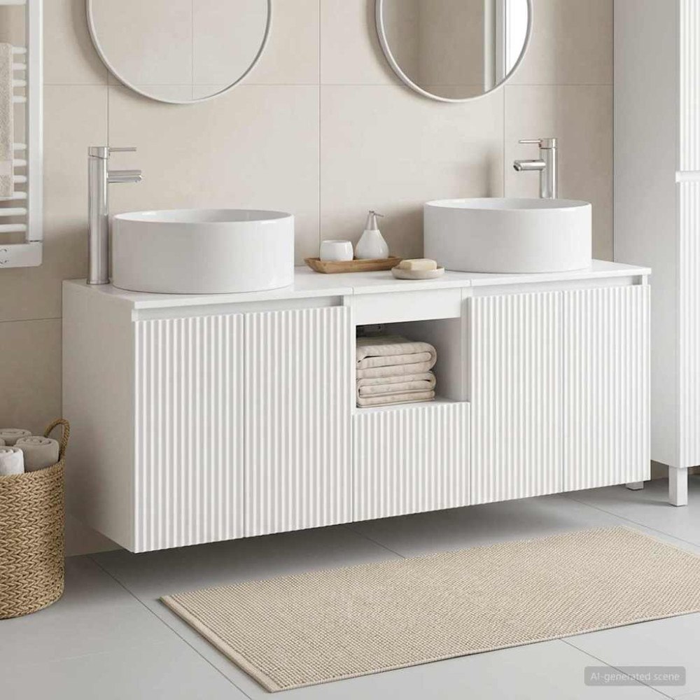 vidaXL Badrumsskåpsset 3 st Vit högglans 49,5 x 44,5 x 65,5 cm