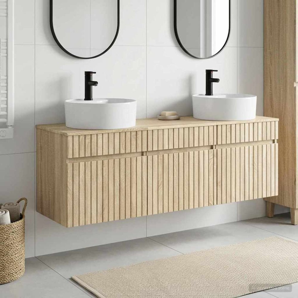 vidaXL Badrumsskåpsset 3 st Sonoma-ek 49 x 44,5 x 65 cm